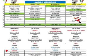 U13 : CONVOCATIONS FESTIFOOT SAMEDI 15 DECEMBRE