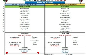 REPRISE U15 : SAMEDI 29 AOUT