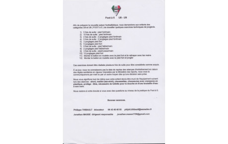 Prépa foot à 5 U8 - U9 
