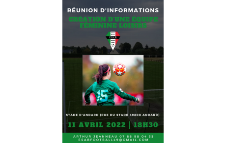 La saison prochaine l'ESAB met en place une équipe Féminine Loisirs